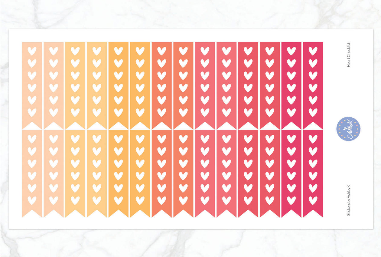 Heart Checklist Stickers - Peach
