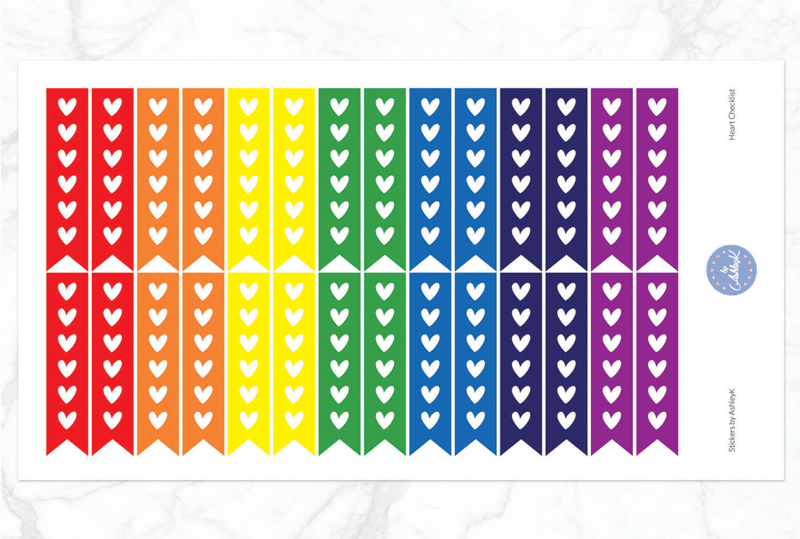 Heart Checklist Stickers - Rainbow