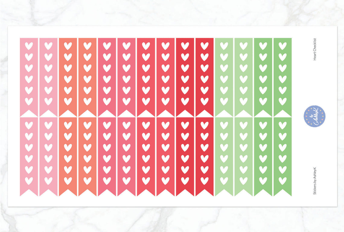 Heart Checklist Stickers - Strawberry