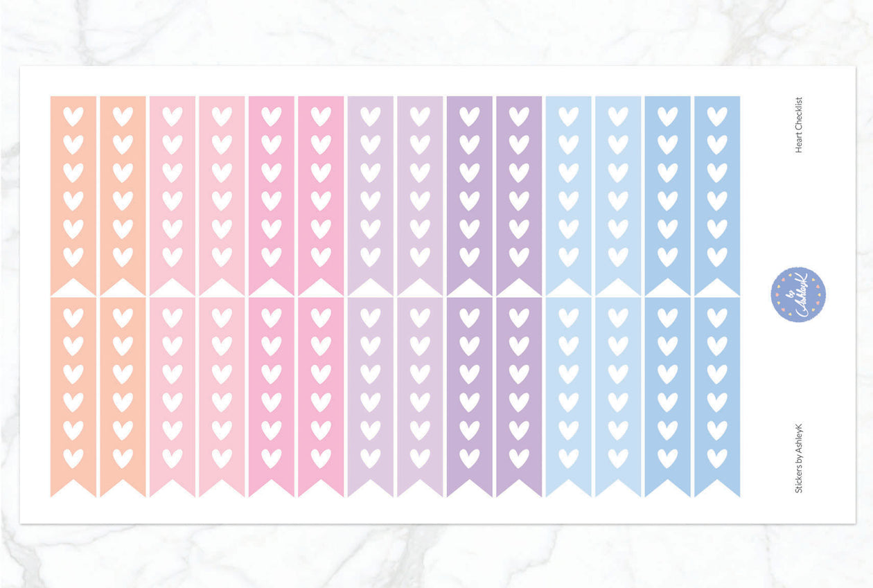 Heart Checklist Stickers - Pastel Sunset
