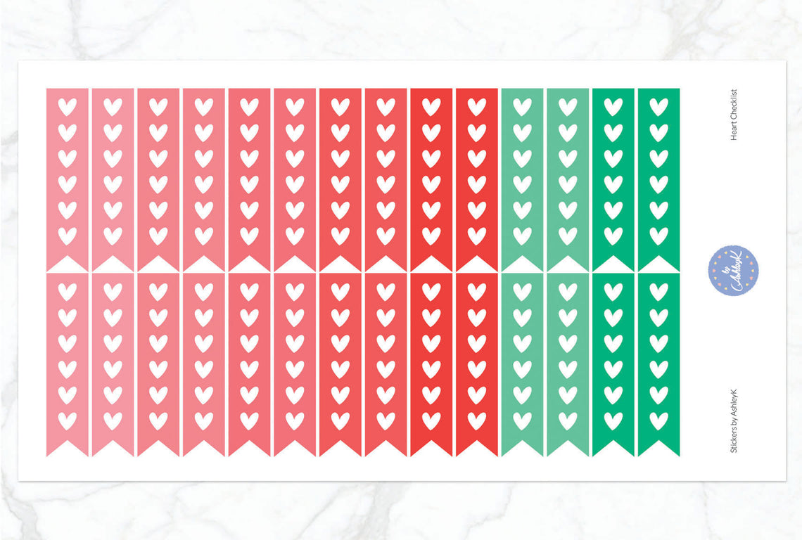 Heart Checklist Stickers - Watermelon