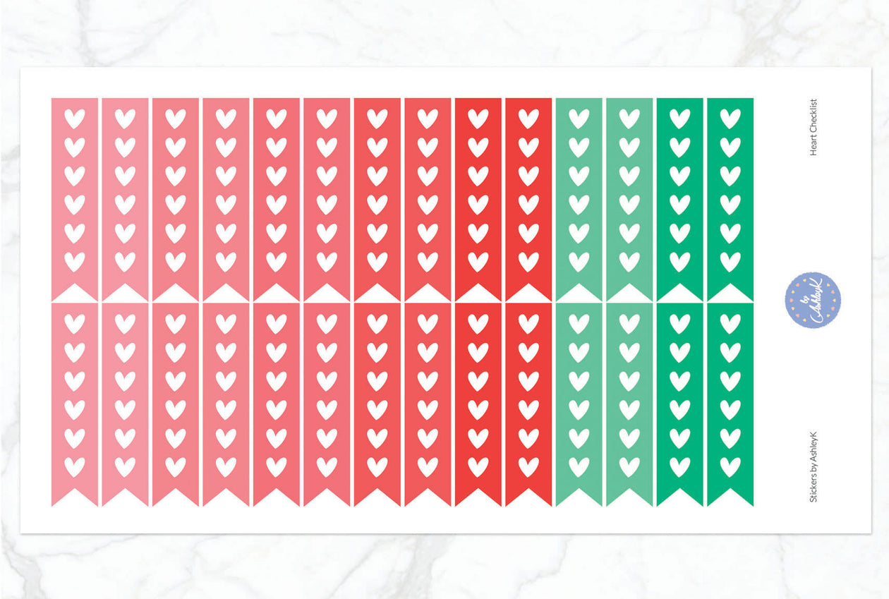 Heart Checklist Stickers - Watermelon