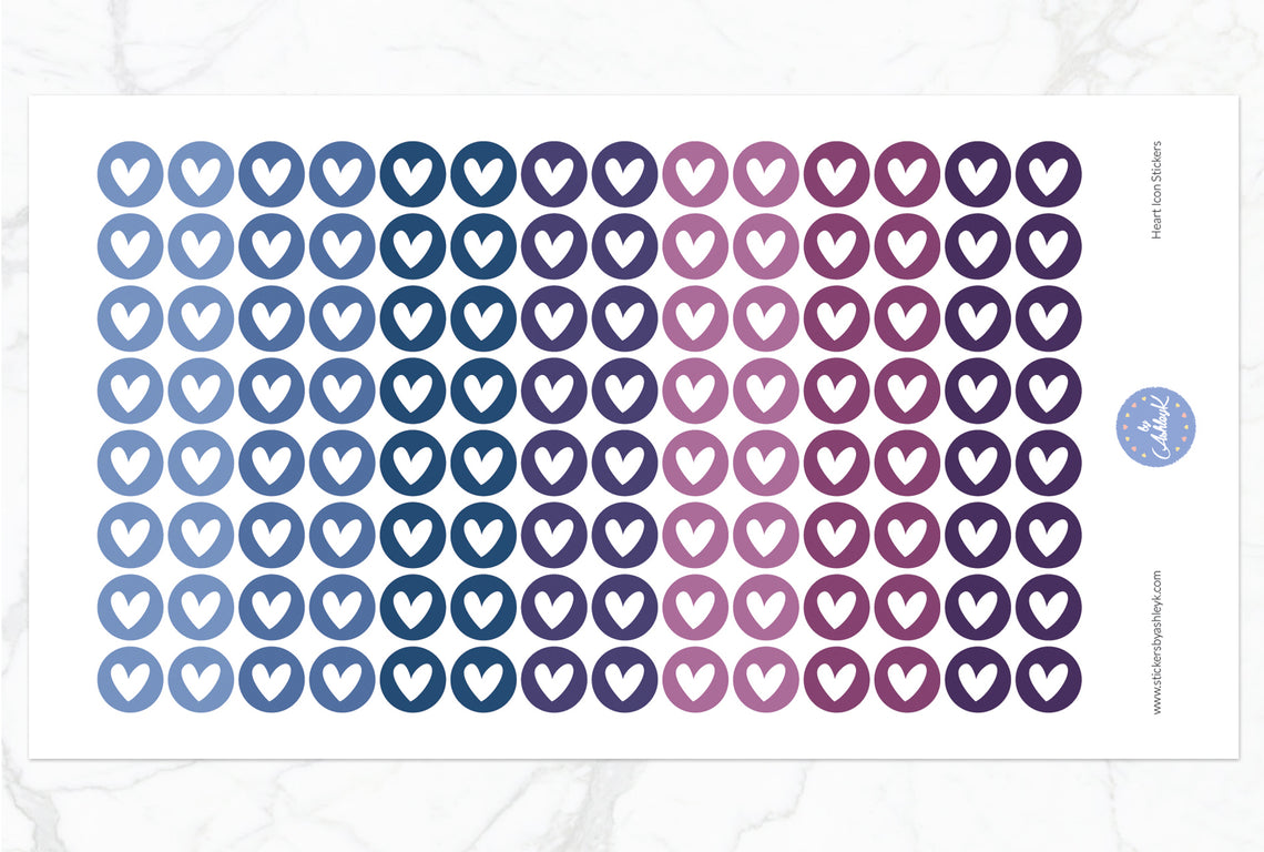 Heart Icon Round Stickers - Blueberry