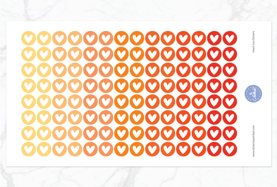 Heart Icon Round Stickers - Orange