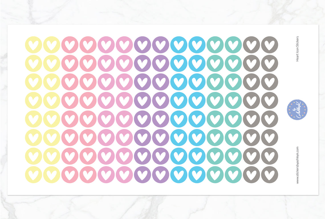 Heart Icon Round Stickers - Pastel