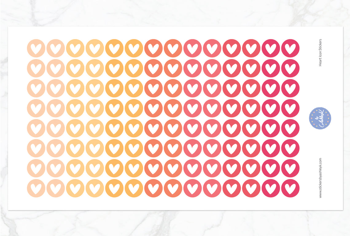 Heart Icon Round Stickers - Peach