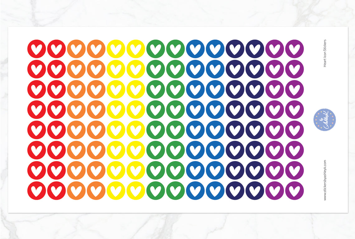 Heart Icon Round Stickers - Rainbow
