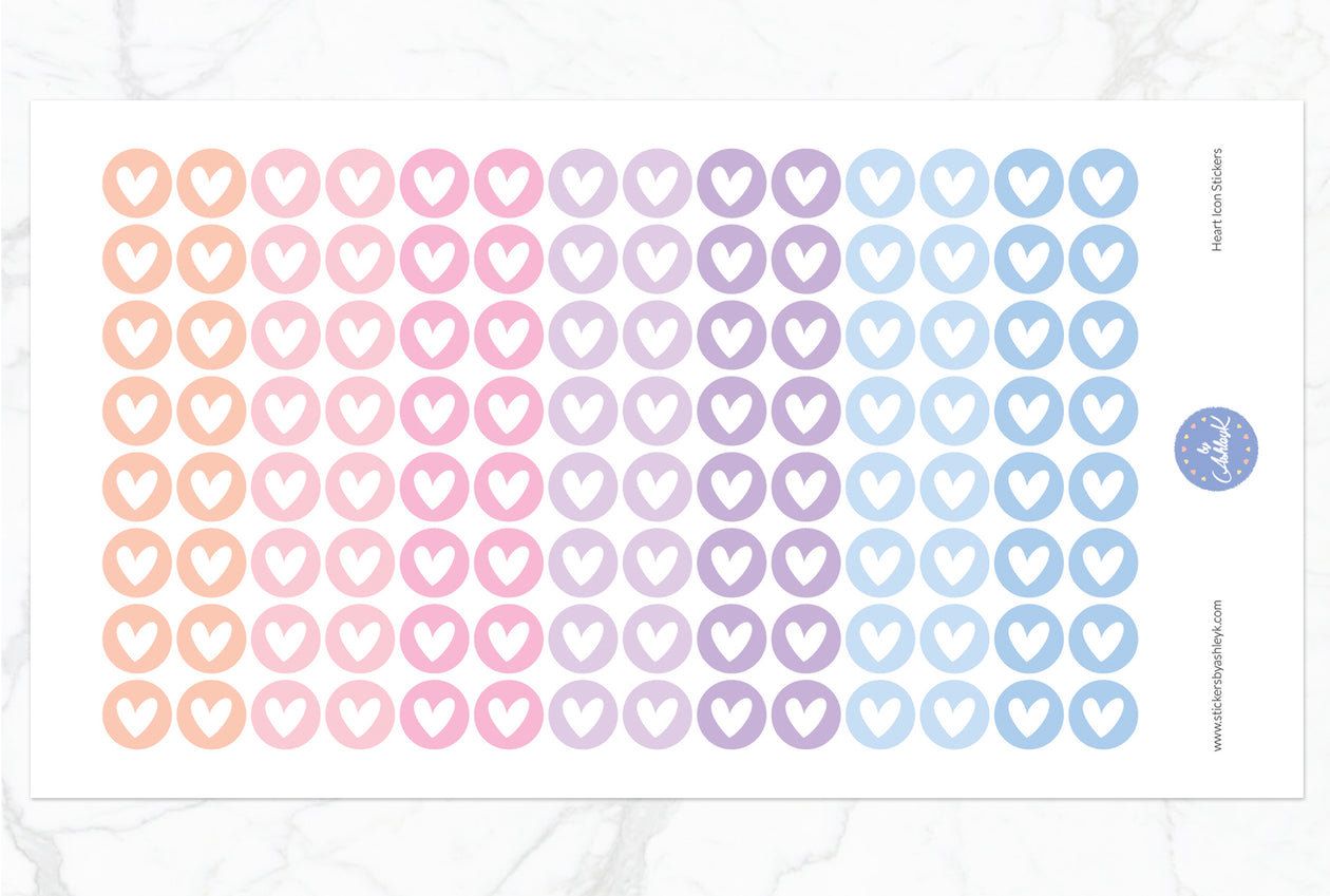 Heart Icon Round Stickers - Pastel Sunset