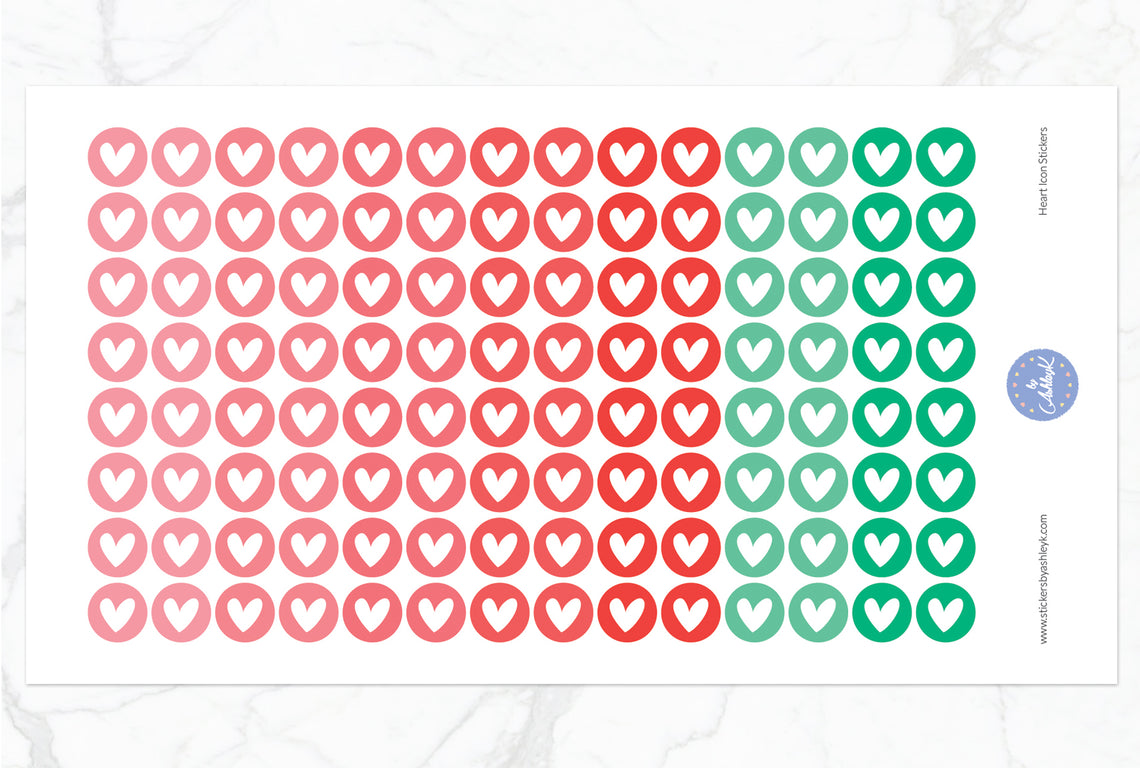 Heart Icon Round Stickers - Watermelon