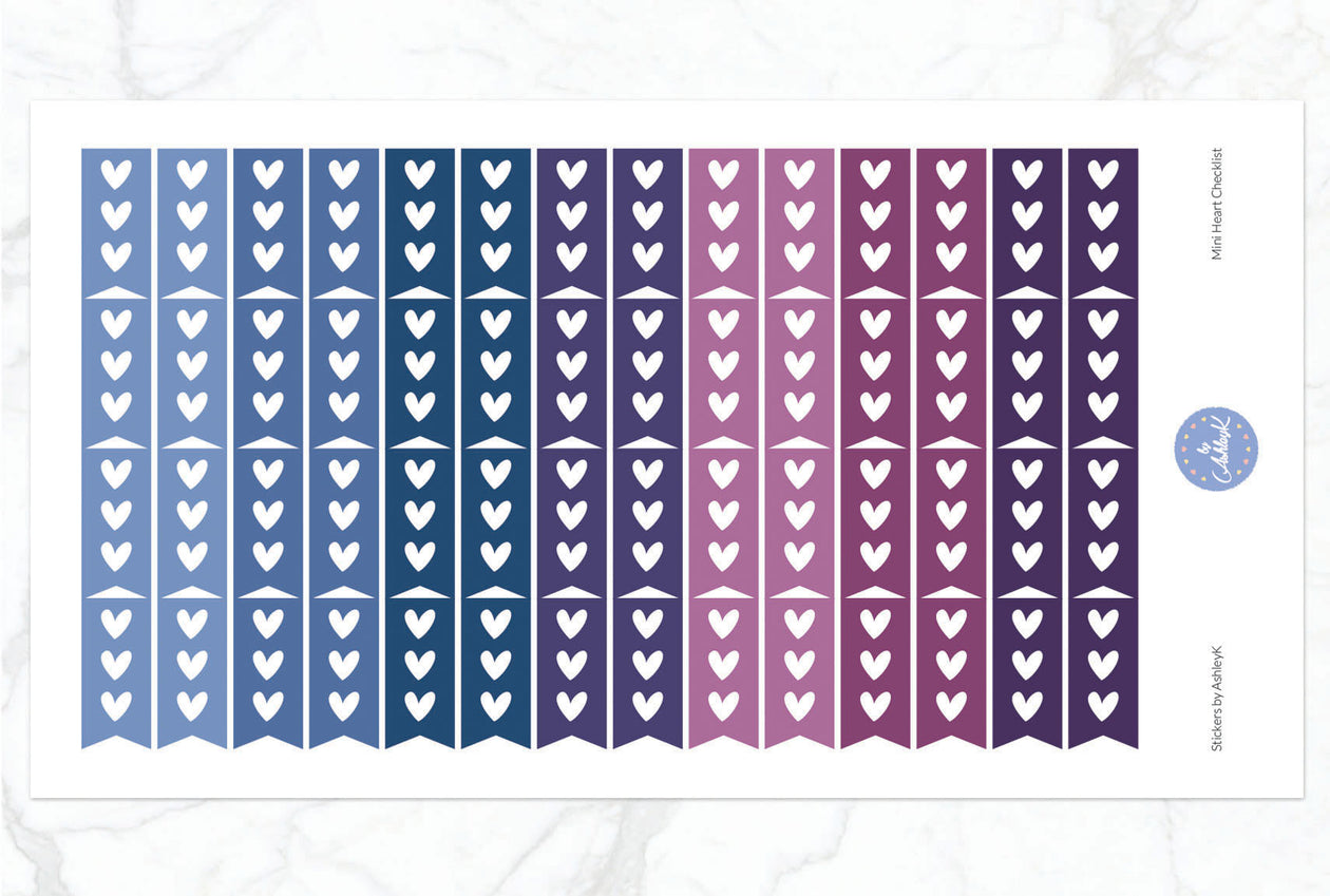 Heart Mini Checklist Stickers - Blueberry