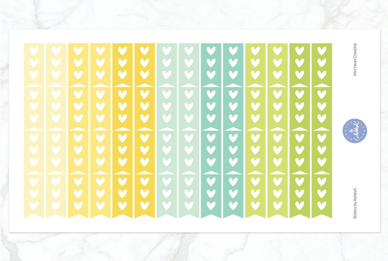 Heart Mini Checklist Stickers - Lemon&Lime