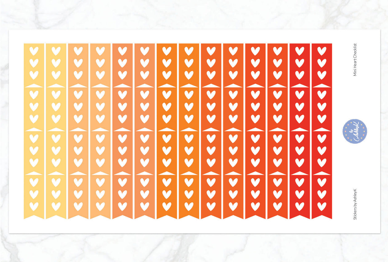 Heart Mini Checklist Stickers - Orange