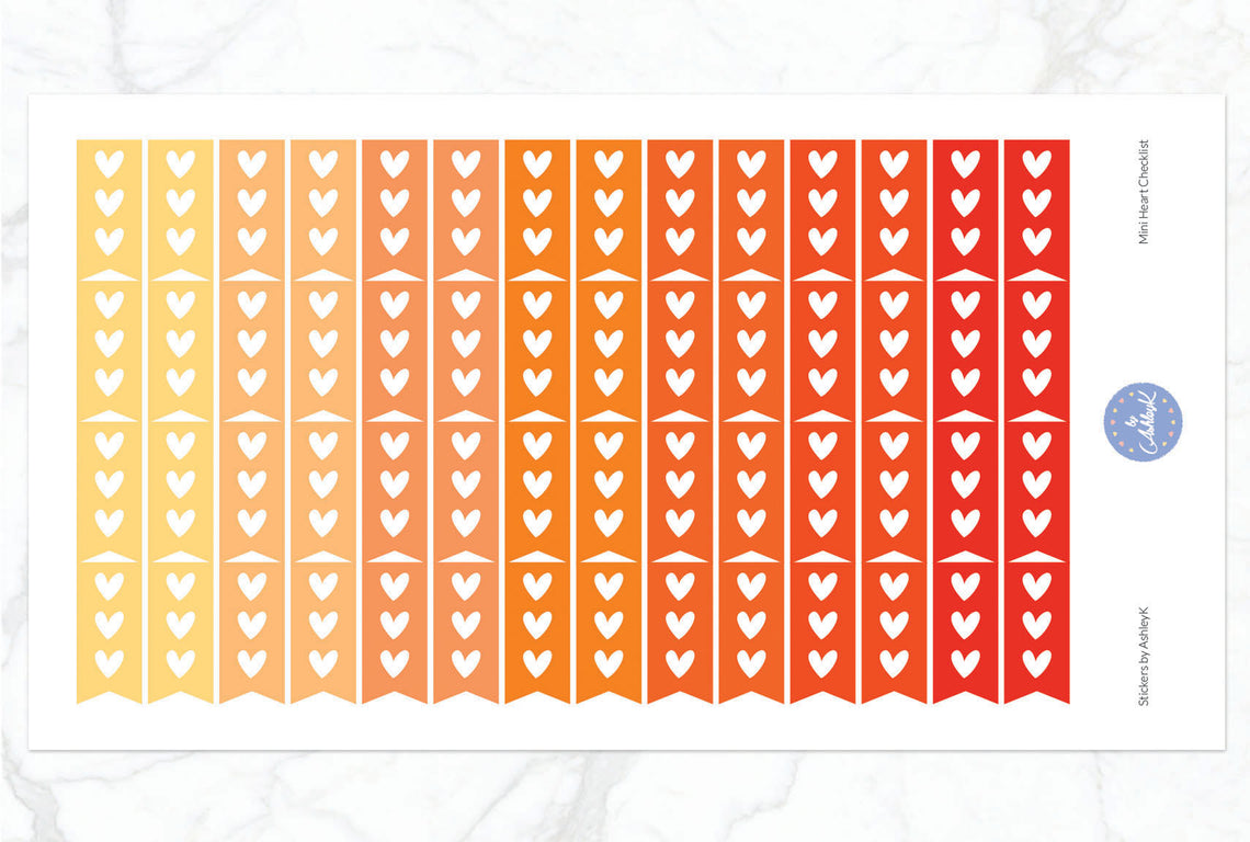 Heart Mini Checklist Stickers - Orange