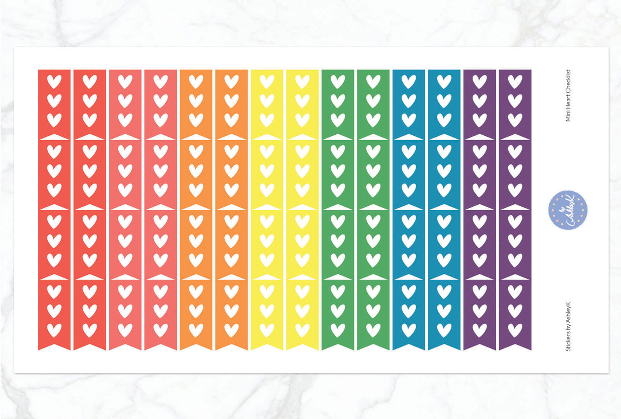 Heart Mini Checklist Stickers - Pastel Rainbow