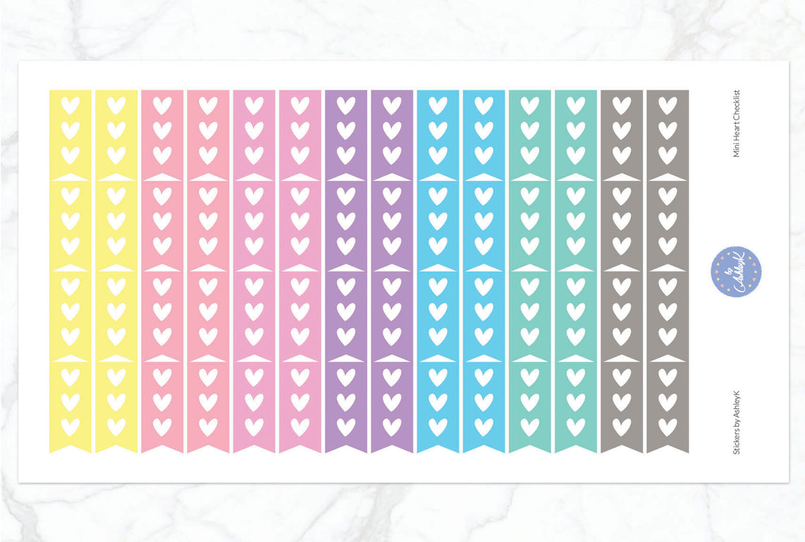 Heart Mini Checklist Stickers - Pastel