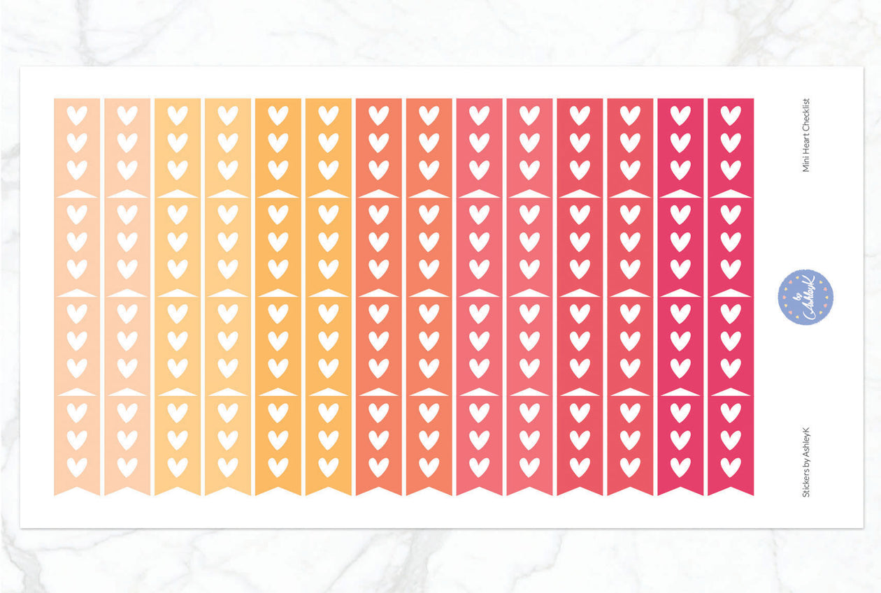 Heart Mini Checklist Stickers - Peach