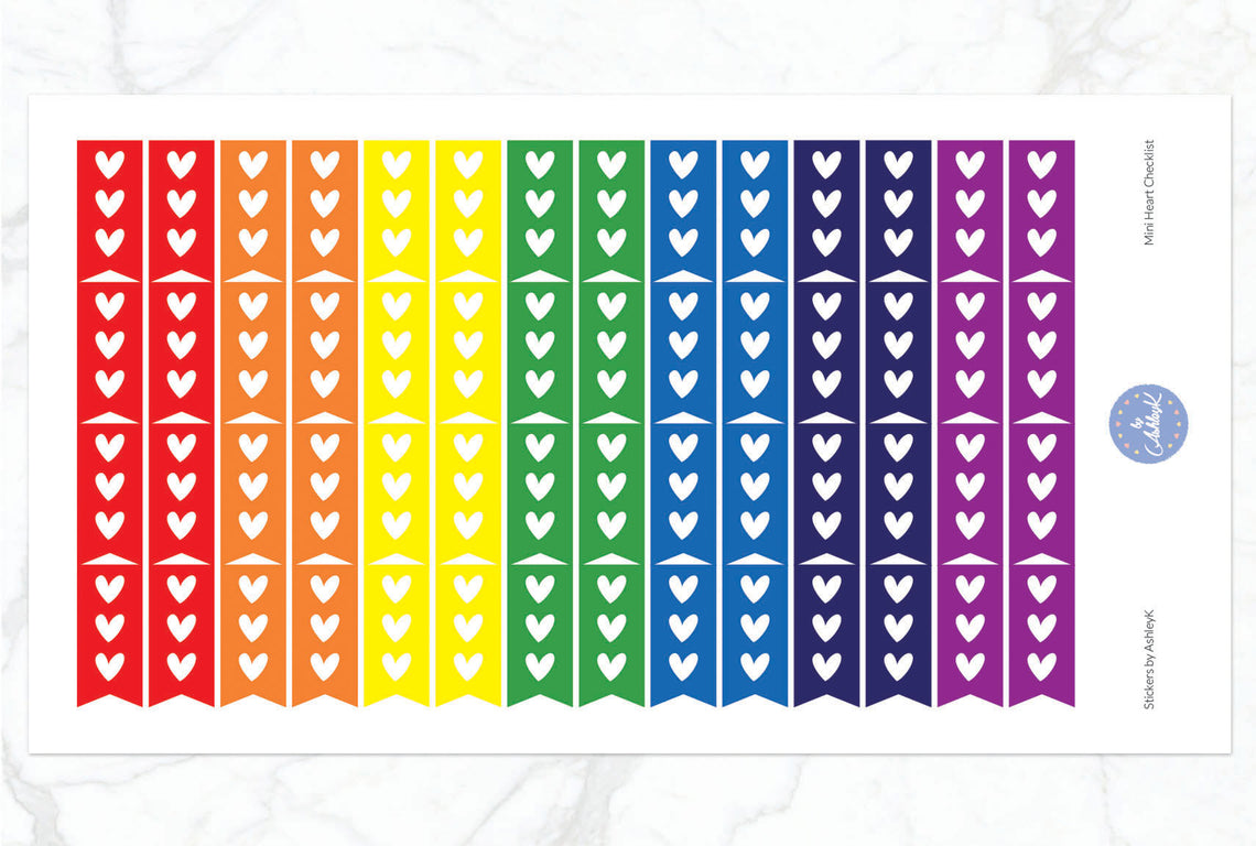 Heart Mini Checklist Stickers - Rainbow