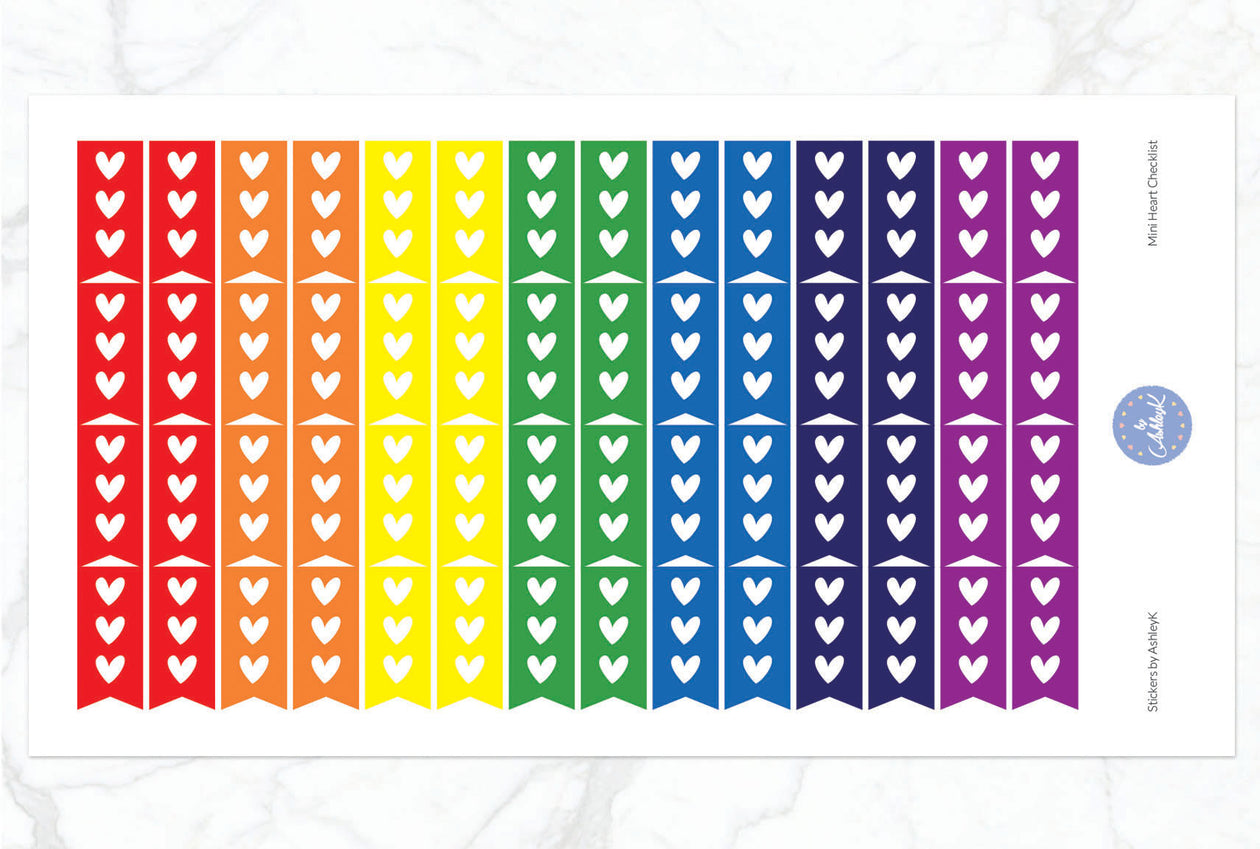 Heart Mini Checklist Stickers - Rainbow