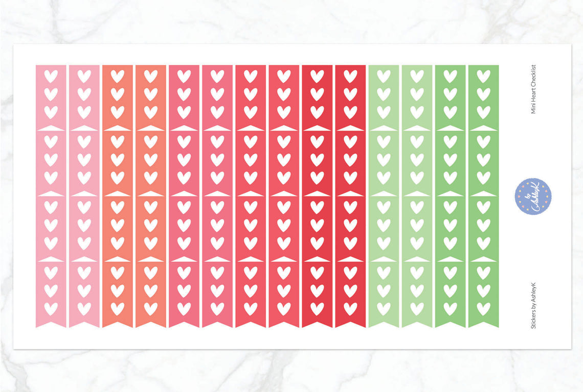 Heart Mini Checklist Stickers - Strawberry