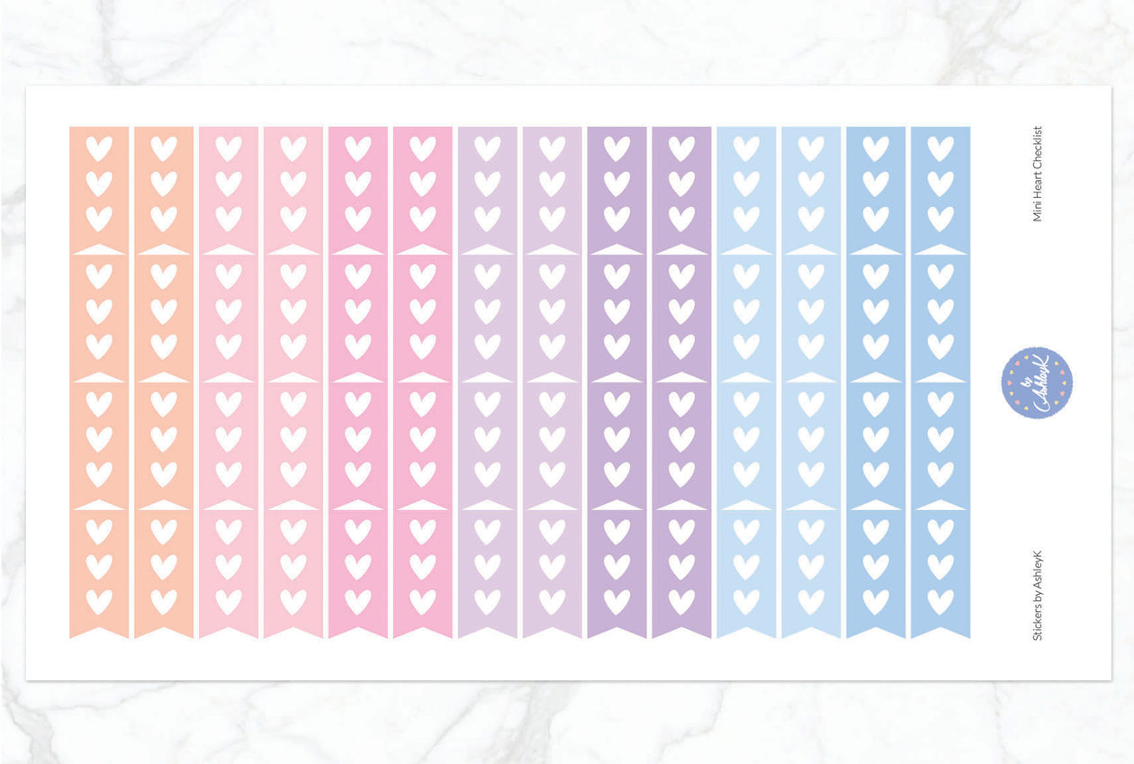 Heart Mini Checklist Stickers - Pastel Sunset