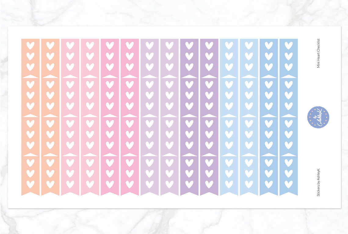 Heart Mini Checklist Stickers - Pastel Sunset