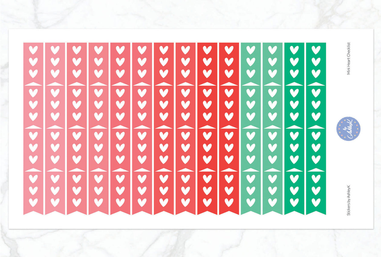 Heart Mini Checklist Stickers - Watermelon