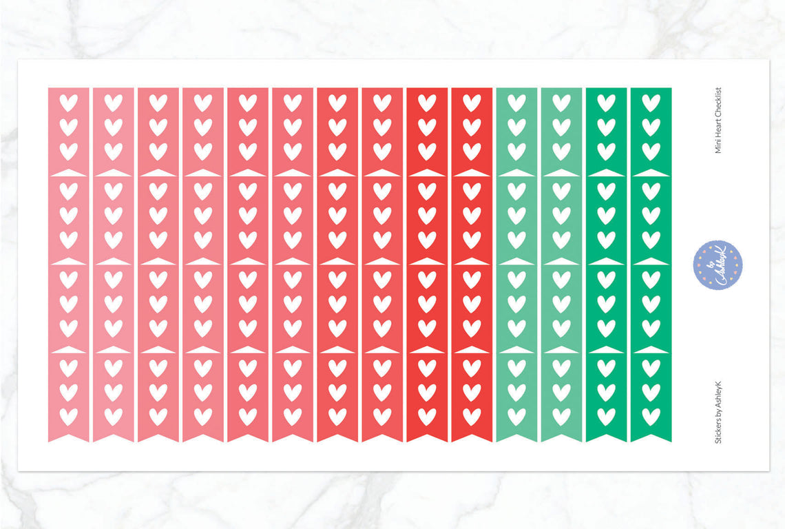 Heart Mini Checklist Stickers - Watermelon