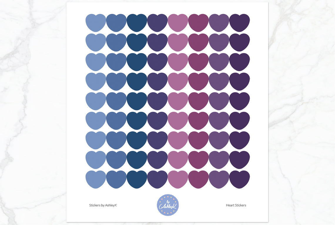 Heart Stickers - Blueberry