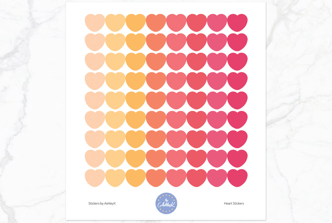 Heart Stickers - Peach