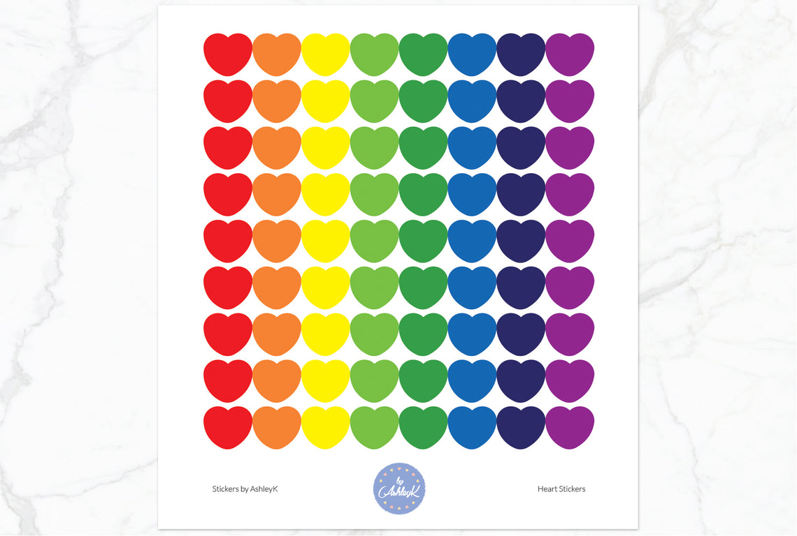 Heart Stickers - Rainbow