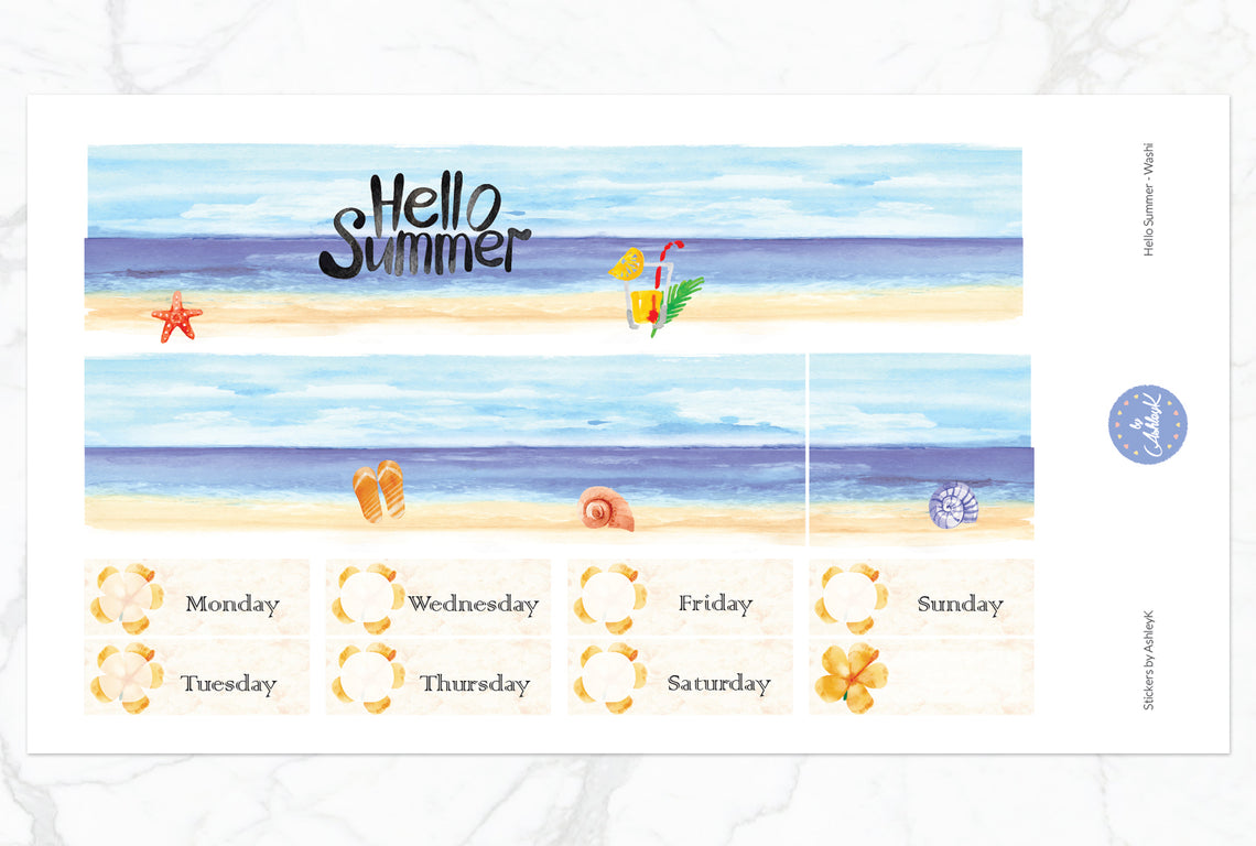 Hello Summer Weekly Kit  - Washi Sheet