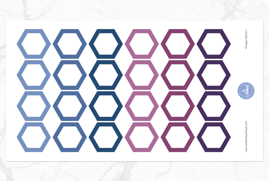 Hexagon Stickers - Blueberry