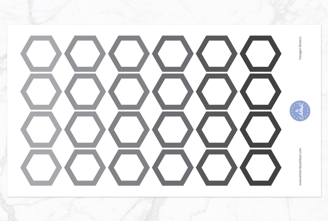 Hexagon Stickers - Monochrome