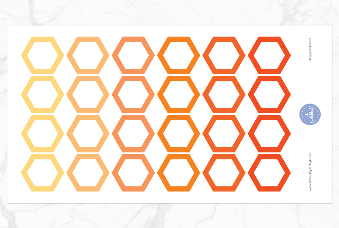 Hexagon Stickers - Orange