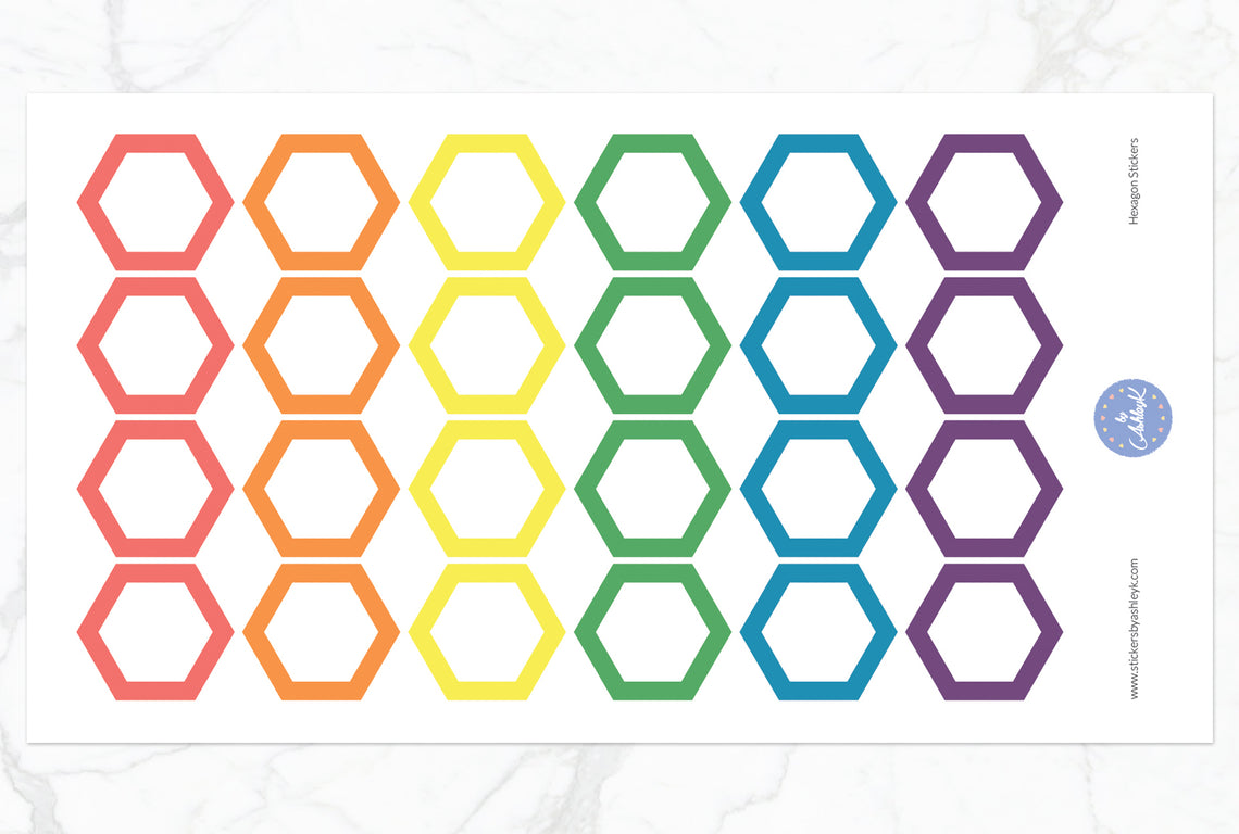 Hexagon Stickers - Pastel Rainbow