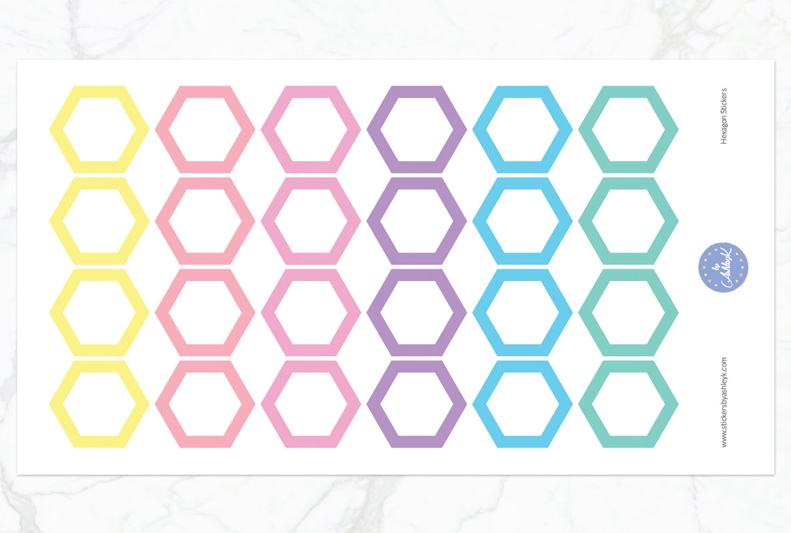 Hexagon Stickers - Pastel