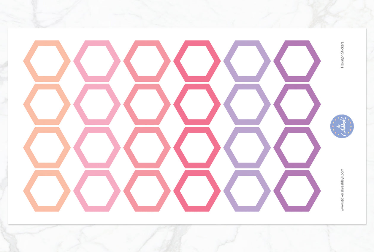 Hexagon Stickers - Raspberry