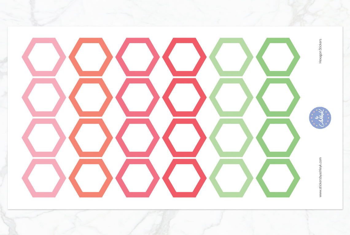 Hexagon Stickers - Strawberry