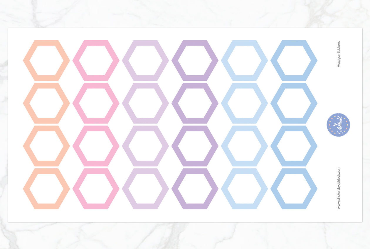 Hexagon Stickers - Pastel Sunset