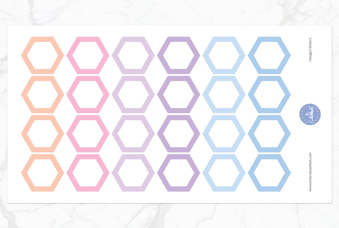Hexagon Stickers - Pastel Sunset