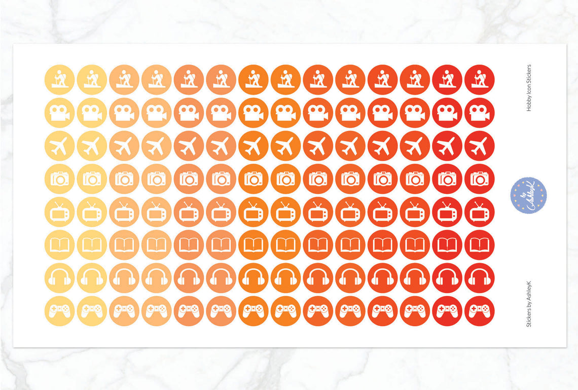 Hobby Icon Stickers - Orange