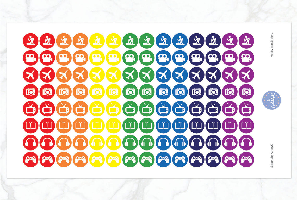 Hobby Icon Stickers - Rainbow