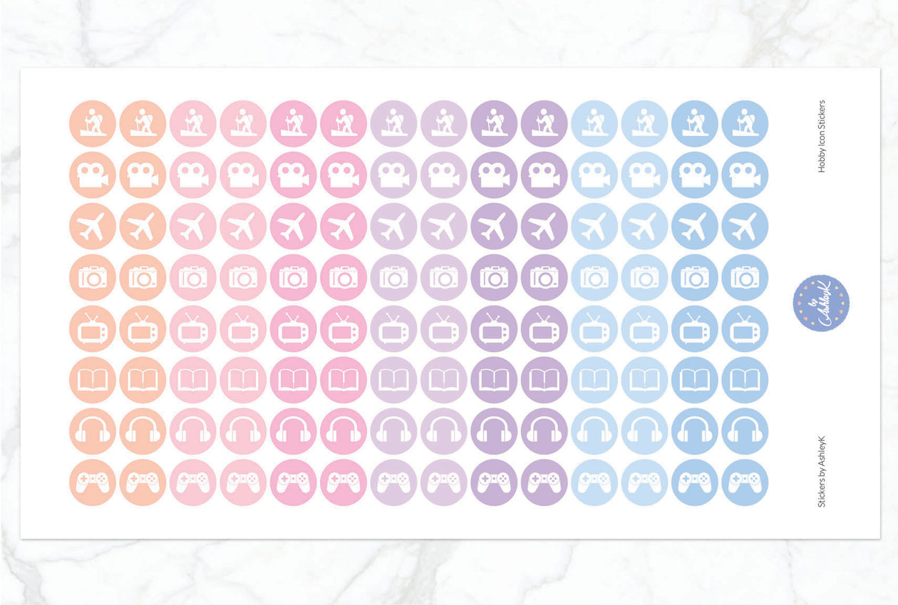 Hobby Icon Stickers - Pastel Sunset
