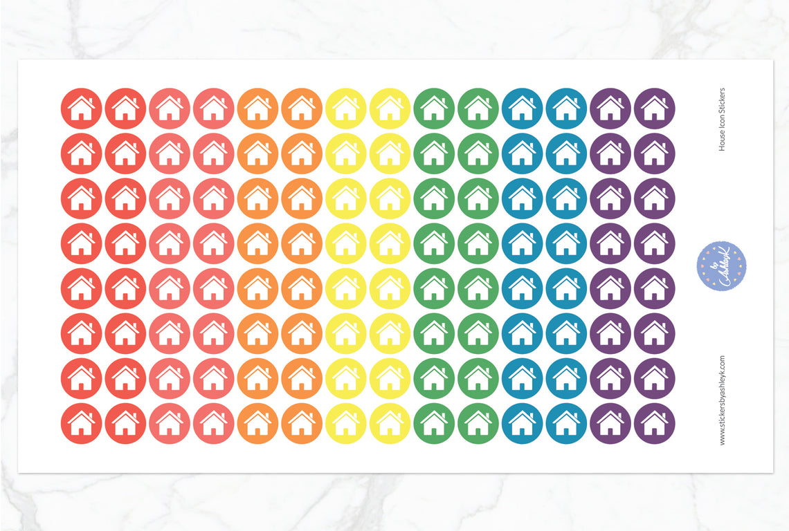 House Icon Round Stickers - Pastel Rainbow