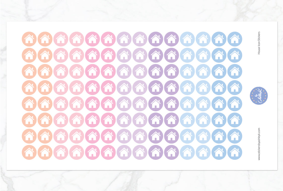 House Icon Round Stickers - Pastel Sunset