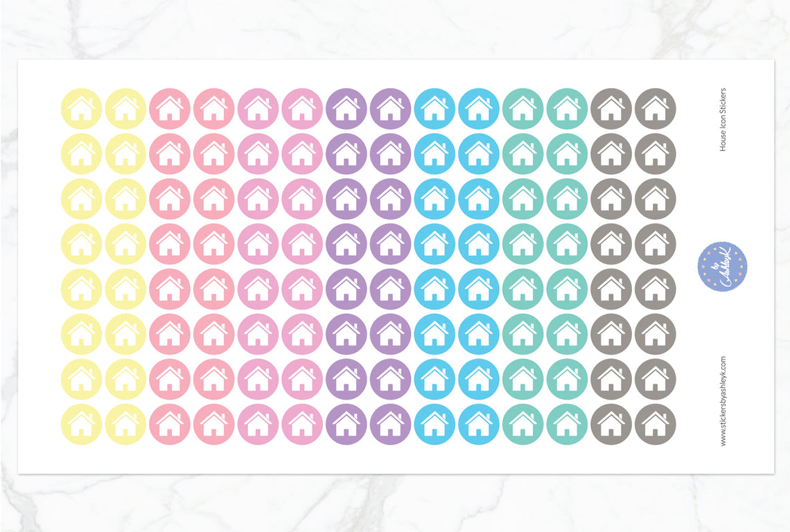 House Icon Round Stickers - Pastel