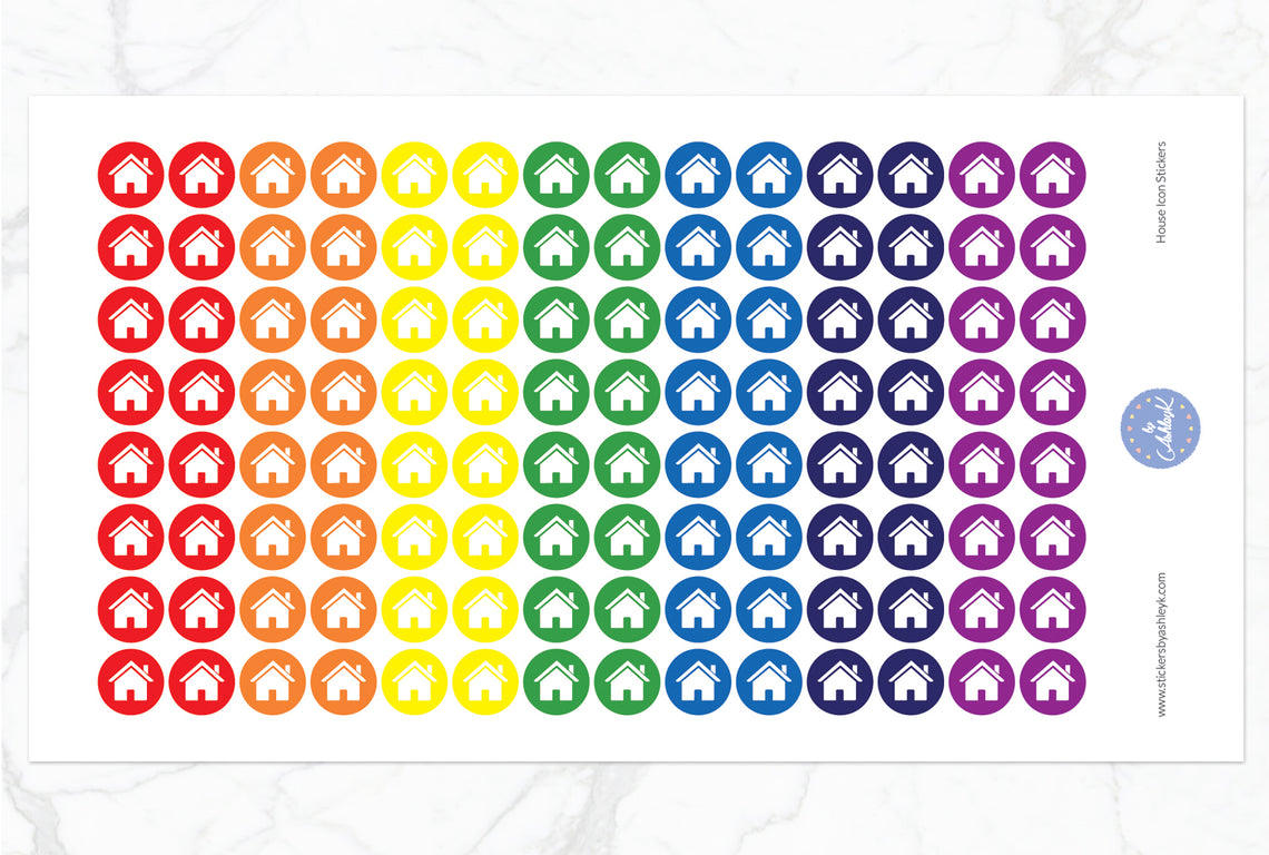 House Icon Round Stickers - Rainbow