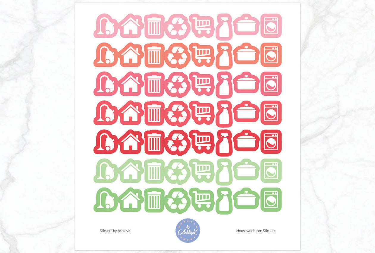Housework Icon Stickers - Strawberry