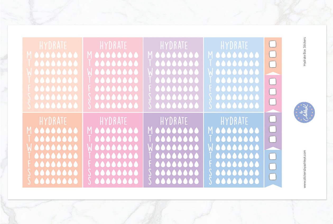 Hydrate Box Stickers - Pastel Sunset