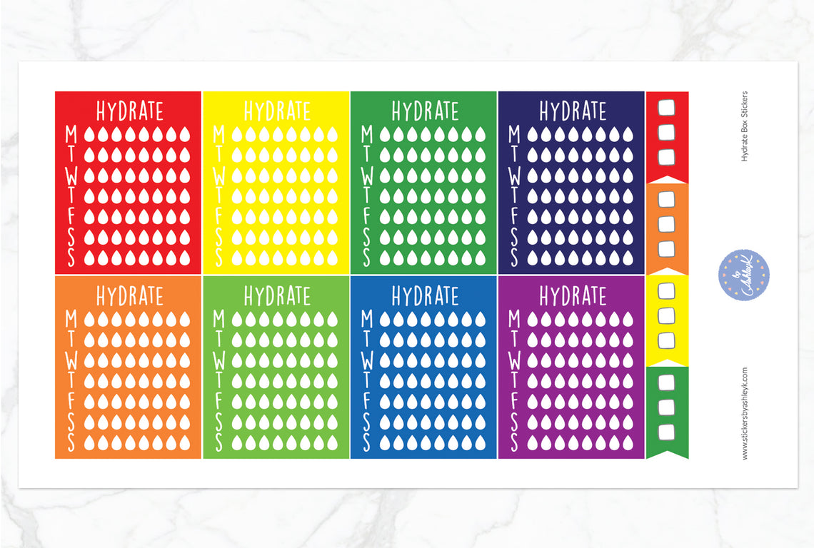 Hydrate Box Stickers - Rainbow